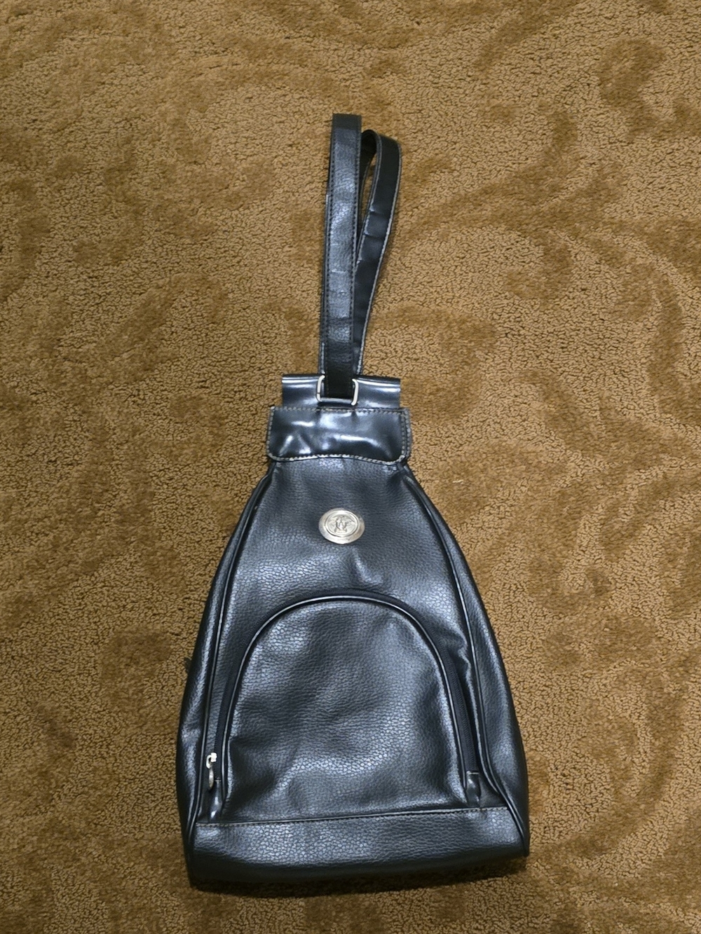 Versace Black Sling Bag with Front Pocket